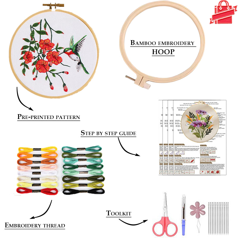 Animal Hummingbird DIY Embroidery Kit