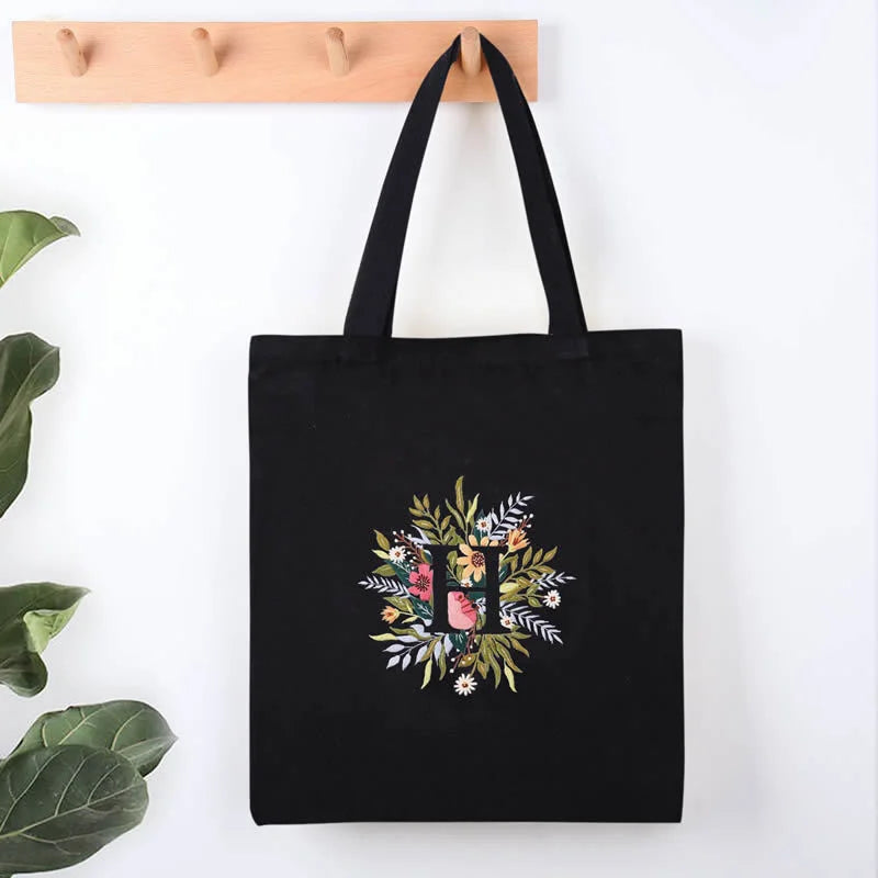 Alphabet Letter Flower Monogram Embroidery Kit H