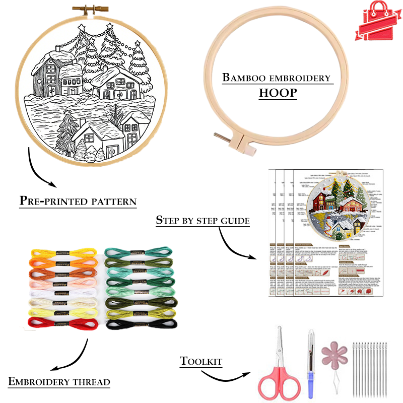 Christmas Village Embroidery Kit