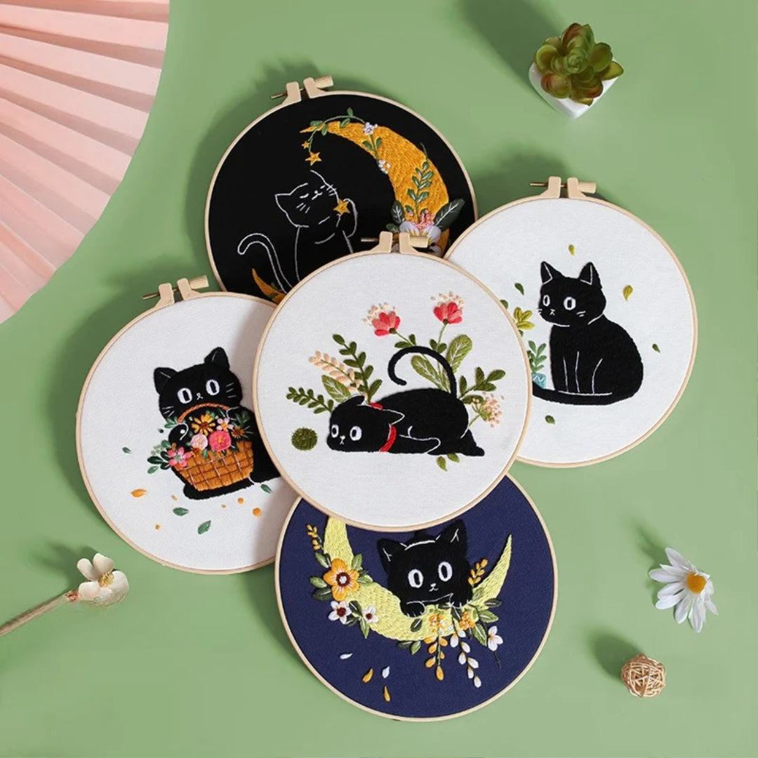 Animal Black Cat Embroidery Kit