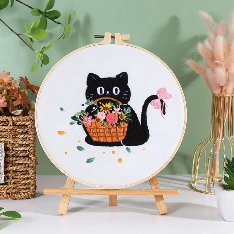 Animal Black Cat Embroidery Kit