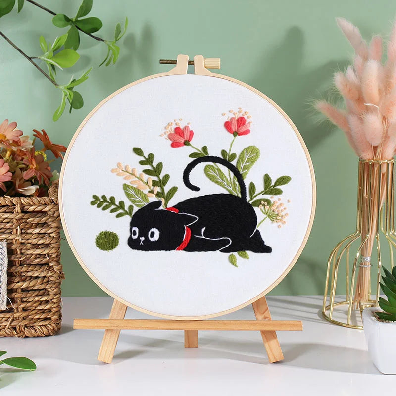 Animal Black Cat Embroidery Kit