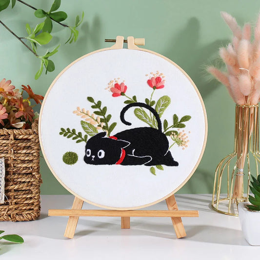 Animal Black Cat Embroidery Kit