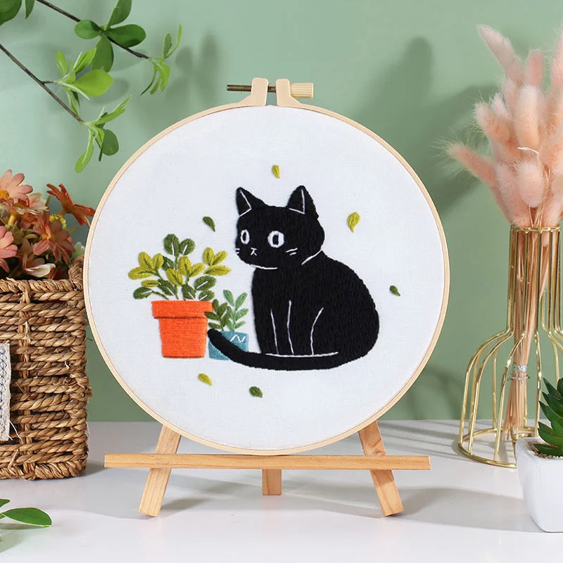 Animal Black Cat Embroidery Kit
