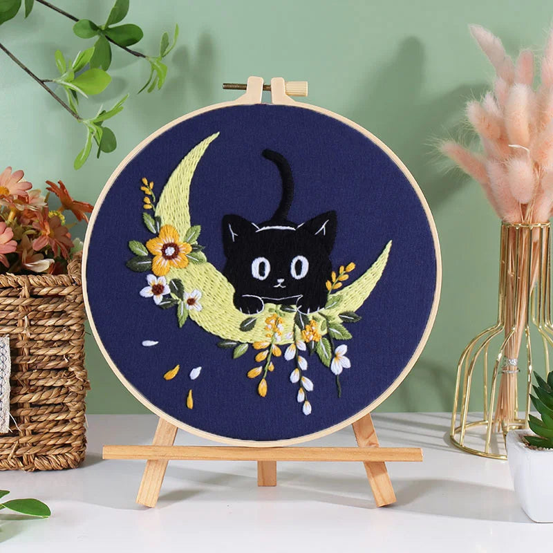 Animal Black Cat Embroidery Kit