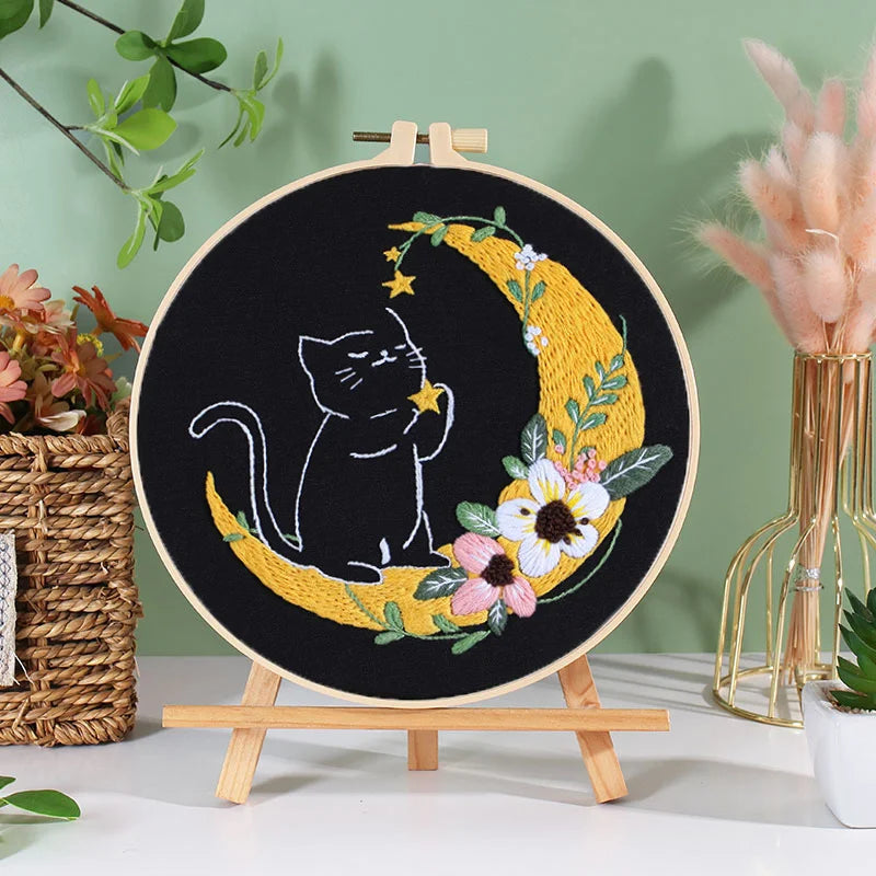 Animal Black Cat Embroidery Kit