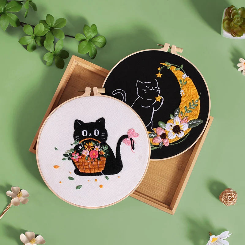 Animal Black Cat Embroidery Kit
