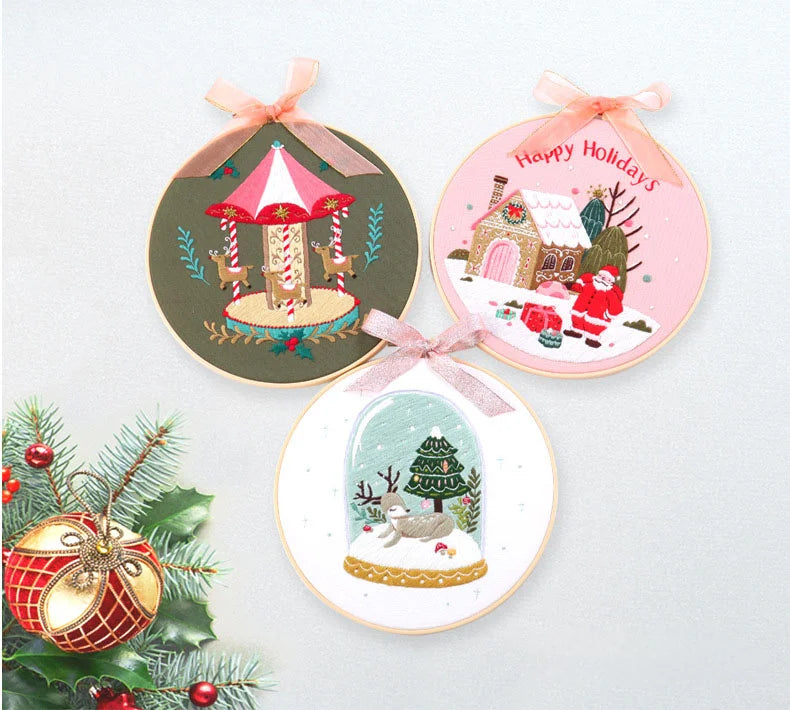 Christmas Charm Embroidery Kit Set
