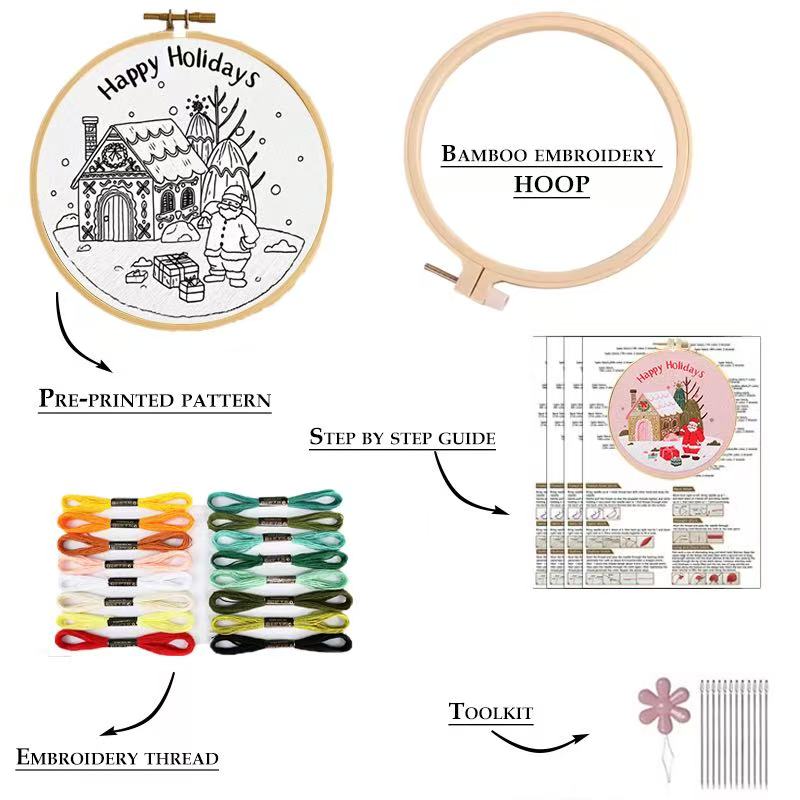 Christmas Charm Embroidery Kit Set