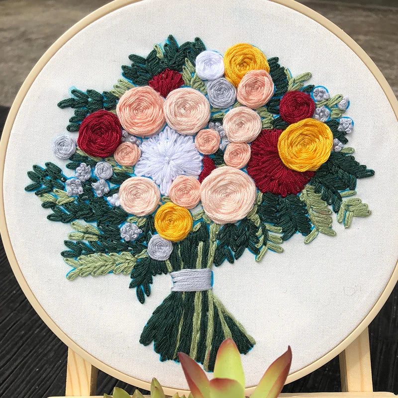 Embroidery hoop flowers 4 Kit for Beginner