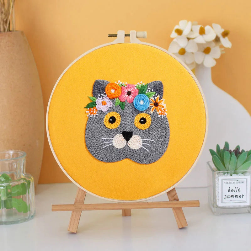 Enchanted Feline Embroidery Kit
