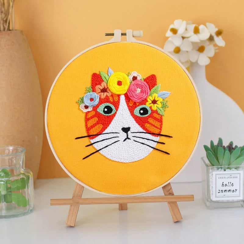 Enchanted Feline Embroidery Kit