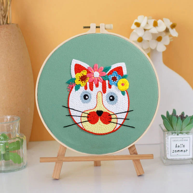 Enchanted Feline Embroidery Kit
