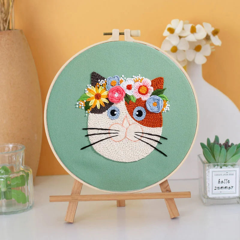 Enchanted Feline Embroidery Kit