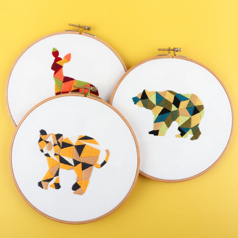 Geometric Animal Embroidery Kit