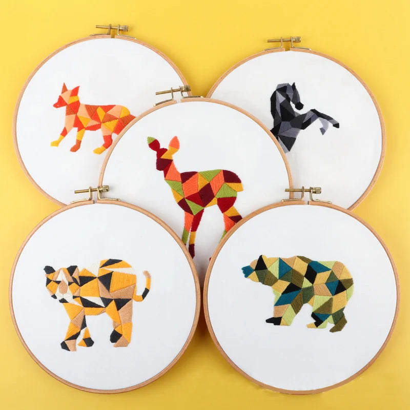 Geometric Animal Embroidery Kit