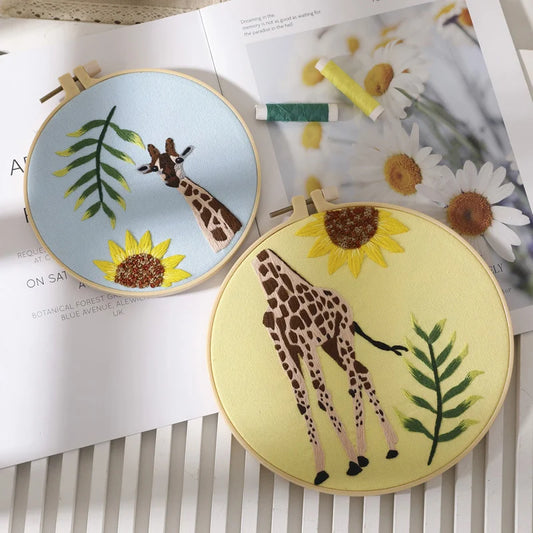 Giraffe and Nature Embroidery Kit