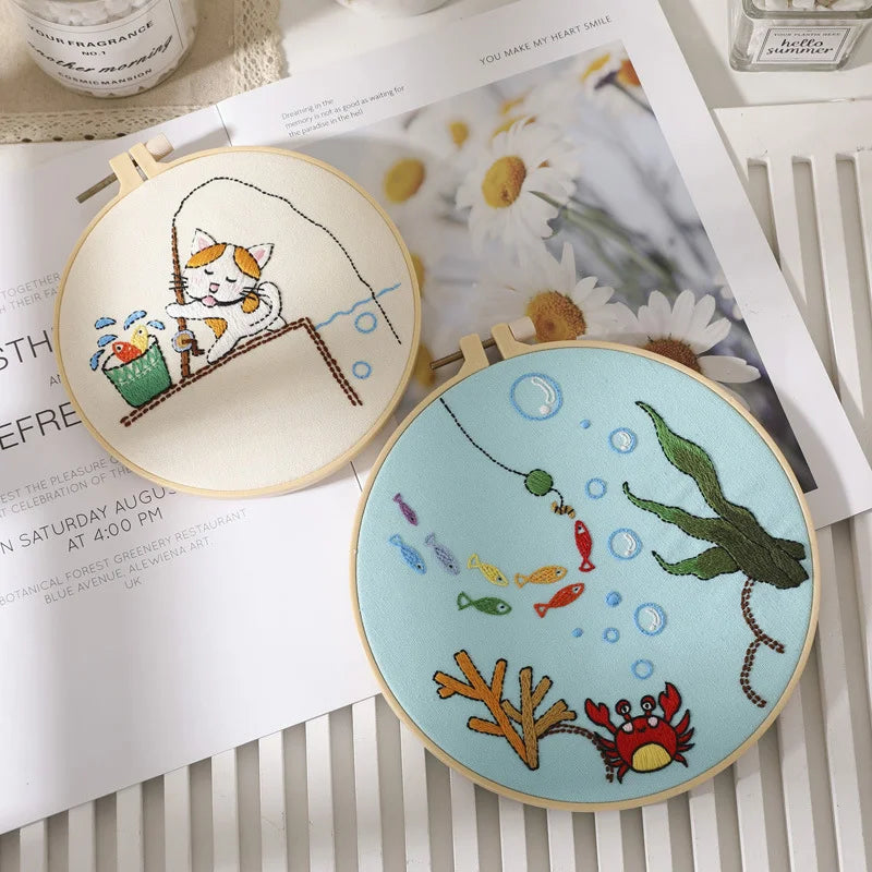 Giraffe and Nature Embroidery Kit