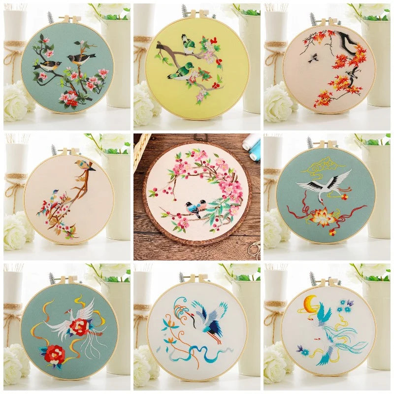 Embroidery Hoop Birds gift Kit for Beginner