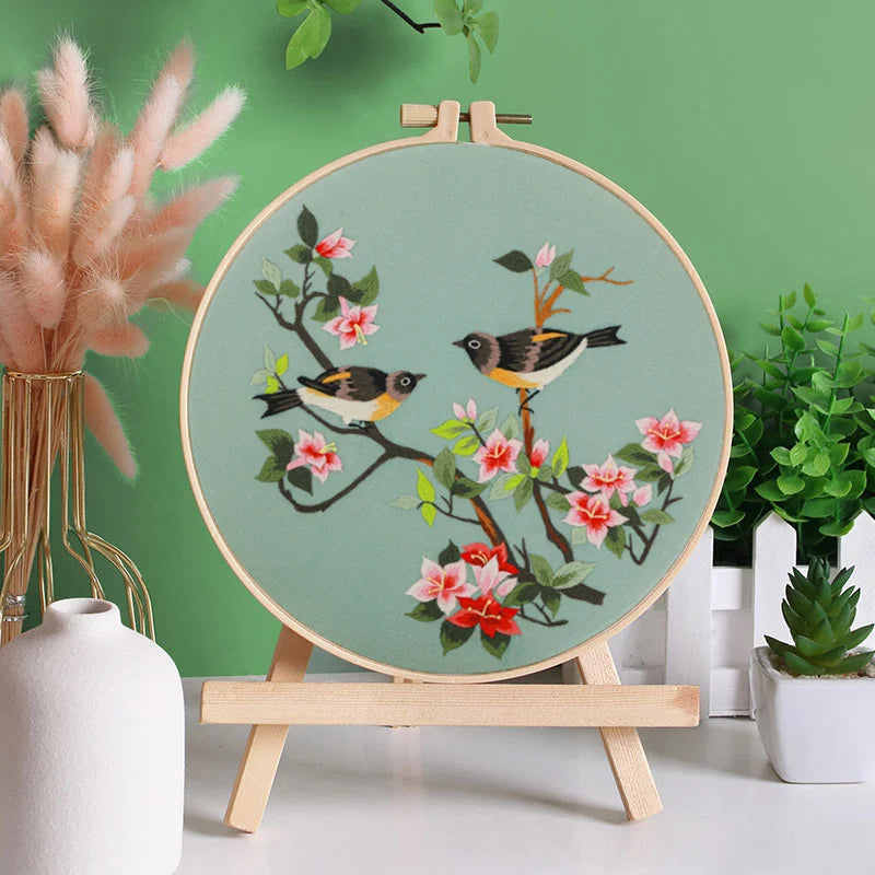 Embroidery Hoop Birds gift Kit for Beginner
