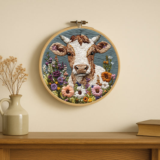 Pasture Charm Cow Embroidery Kit