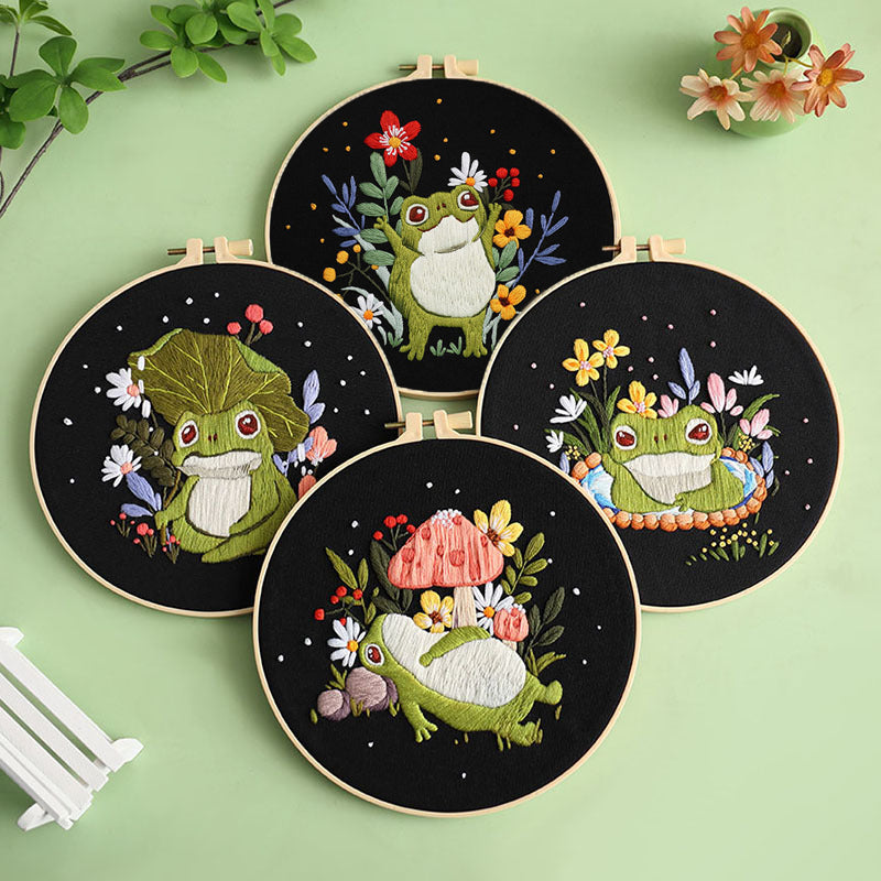 Frog Garden Embroidery Kit