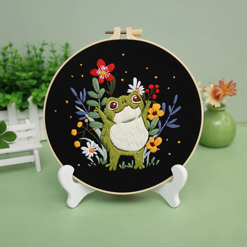 Frog Garden Embroidery Kit