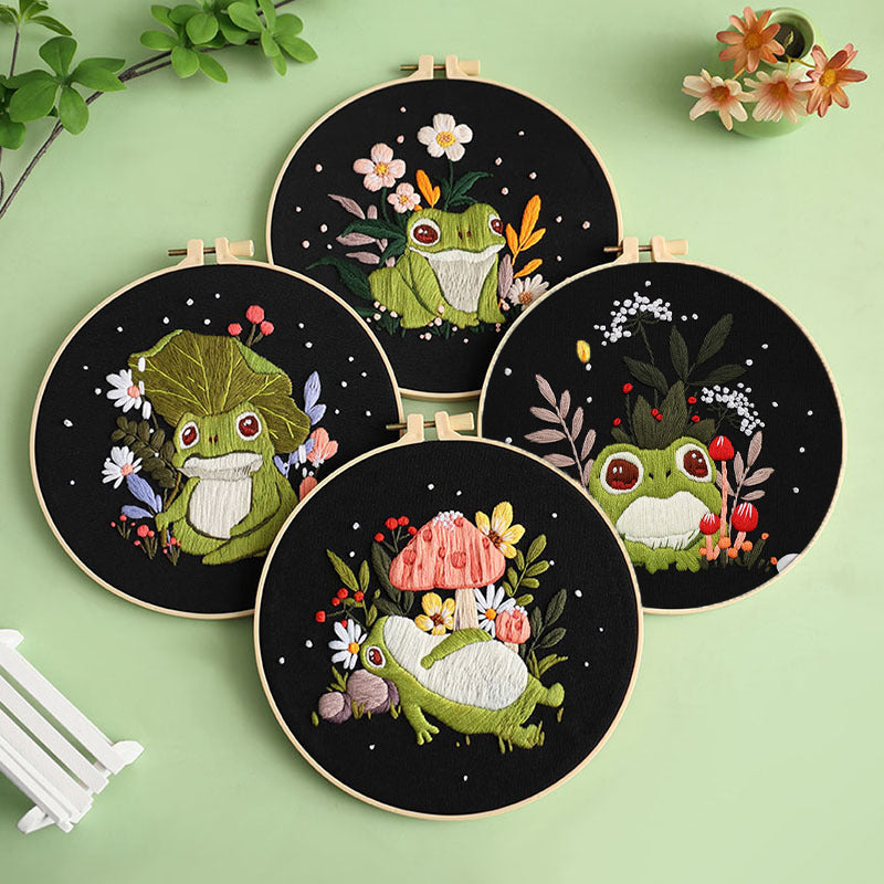 Frog Garden Embroidery Kit