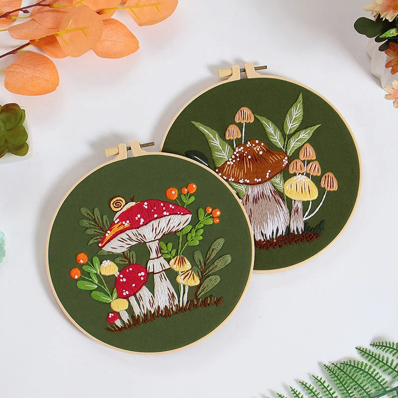 Mushroom World -Themed DIY Embroidery Kits