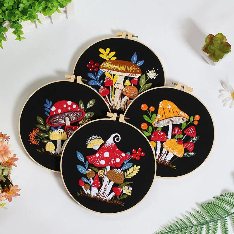 Mushroom World -Themed DIY Embroidery Kits