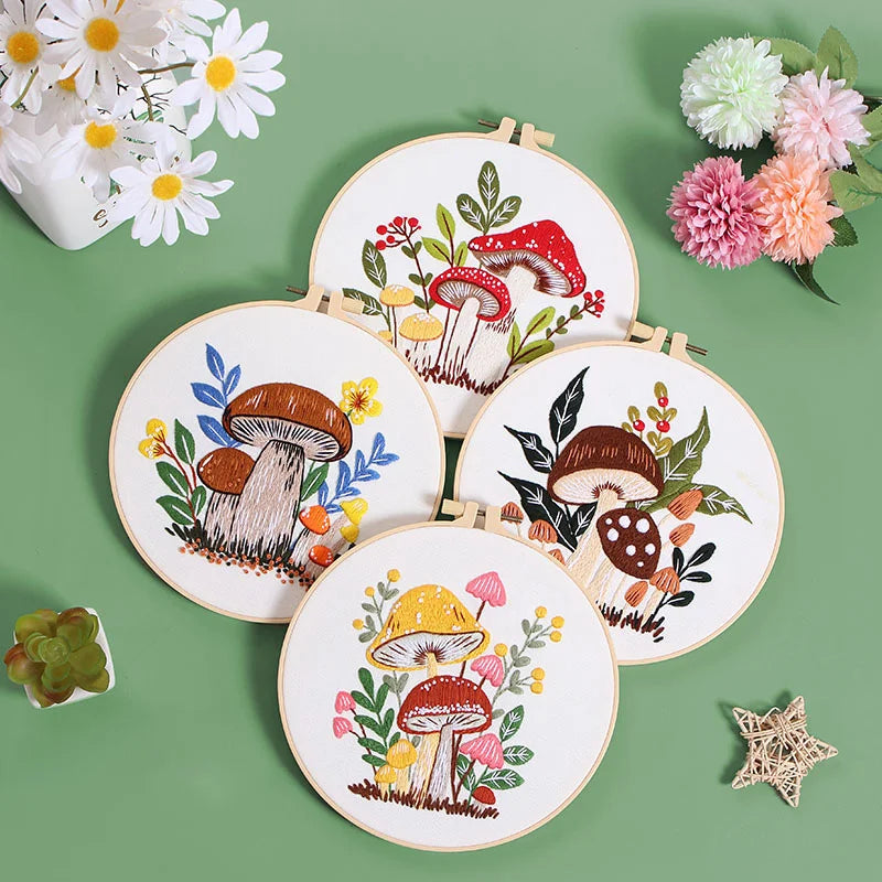 Mushroom World -Themed DIY Embroidery Kits