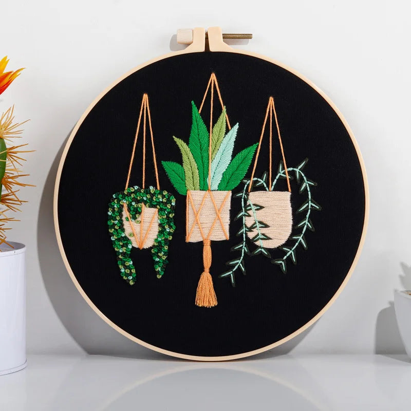 Hanging Green Plants Embroidery Kits