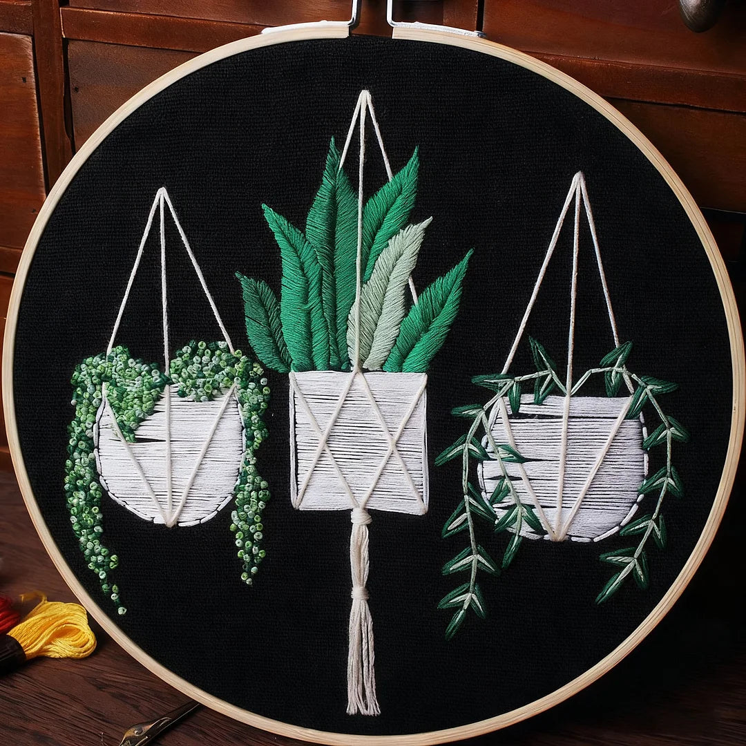 Hanging Green Plants Embroidery Kits