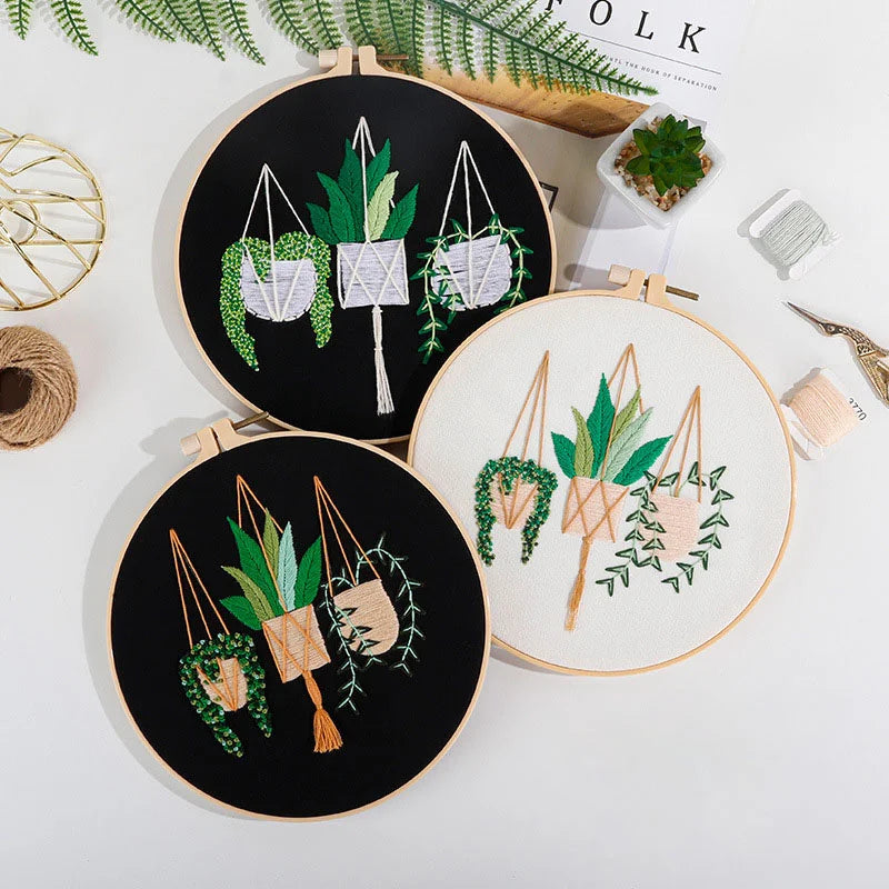 Hanging Green Plants Embroidery Kits