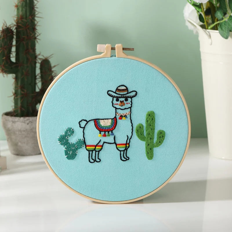 Alpacas and cacti Embroidery Kits