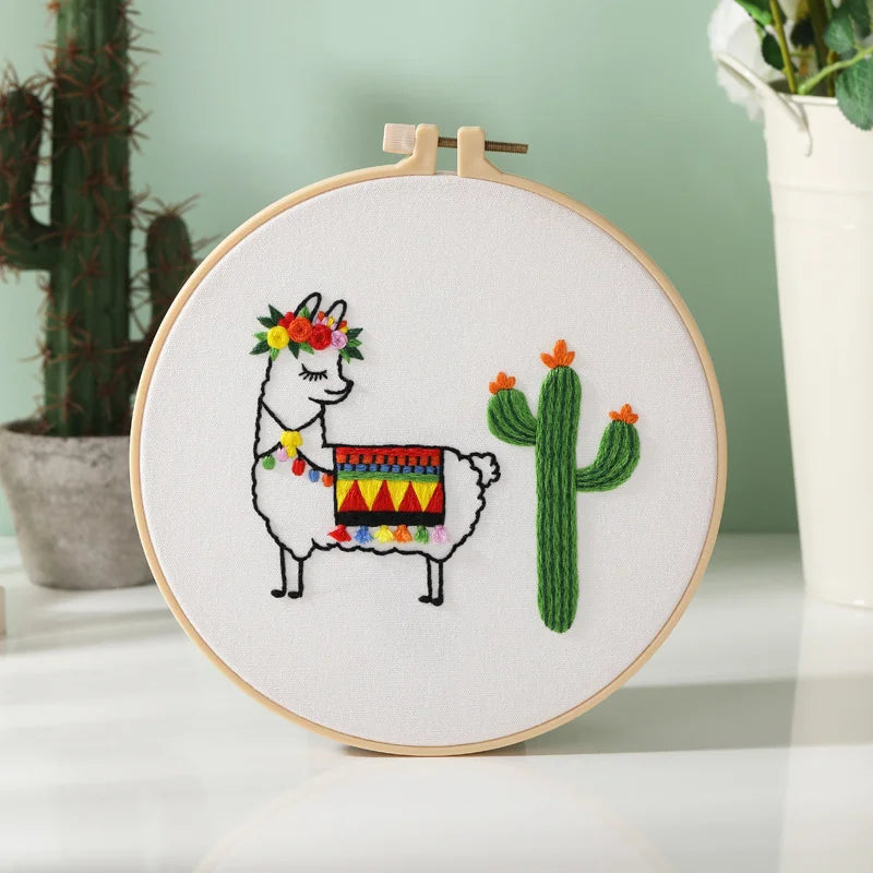 Alpacas and cacti Embroidery Kits