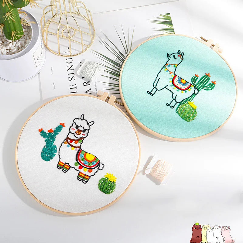 Alpacas and cacti Embroidery Kits