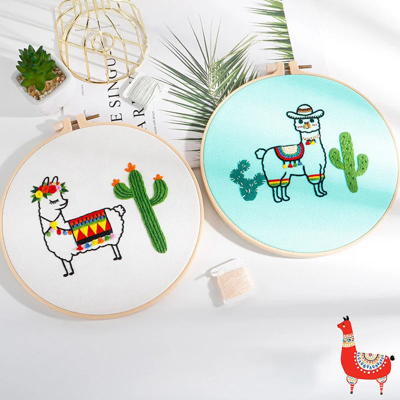 Alpacas and cacti Embroidery Kits