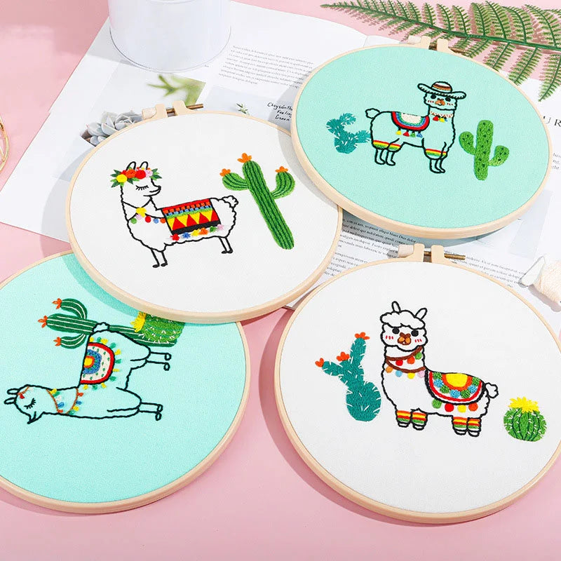 Alpacas and cacti Embroidery Kits