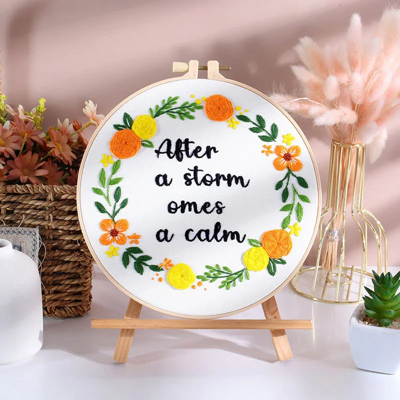 Positivity Floral Wreath Embroidery Kits