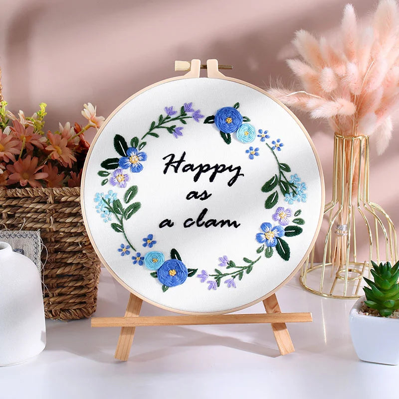 Positivity Floral Wreath Embroidery Kits