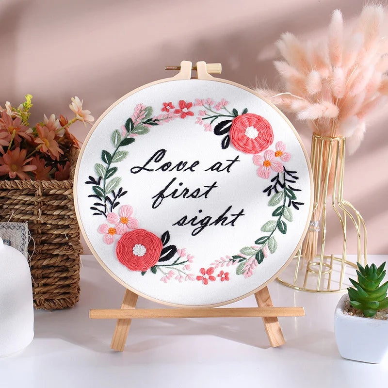 Positivity Floral Wreath Embroidery Kits