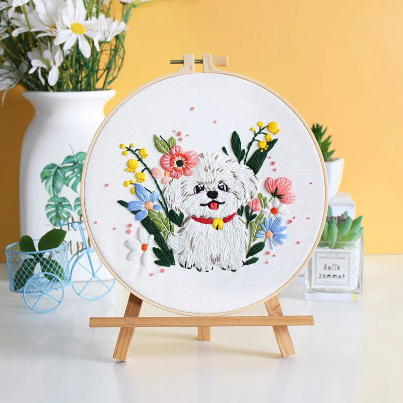 Whimsical Pet-Inspired Art Embroidery Kits