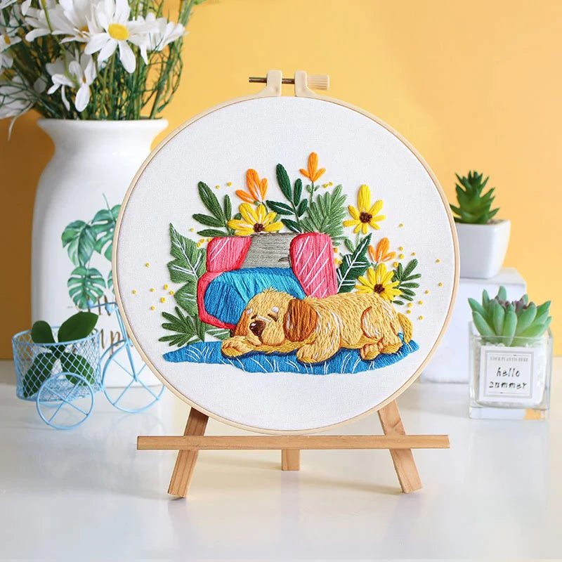 Whimsical Pet-Inspired Art Embroidery Kits