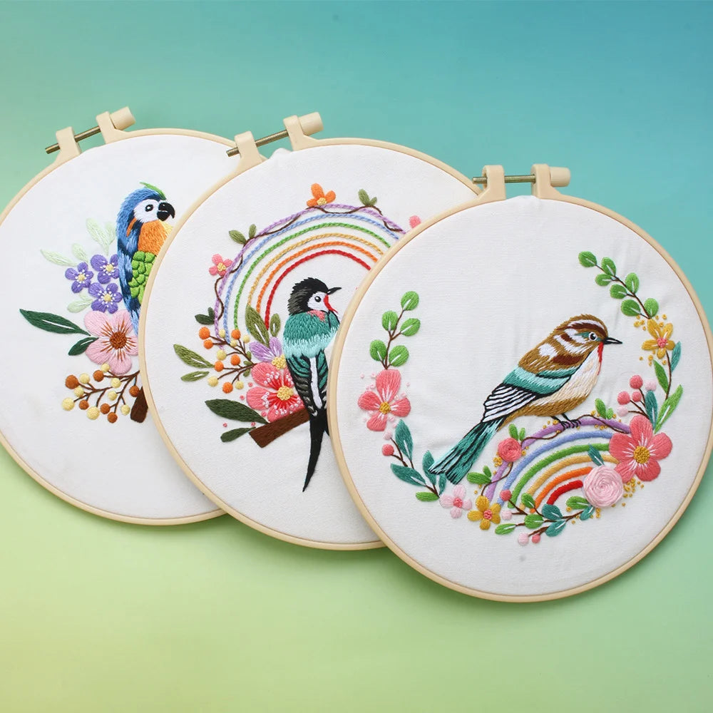 Bird Floral Collection Embroidery Kits