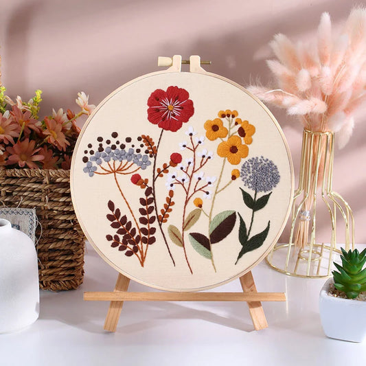 Embroidery Hoop Flowers in bloom gift Kit