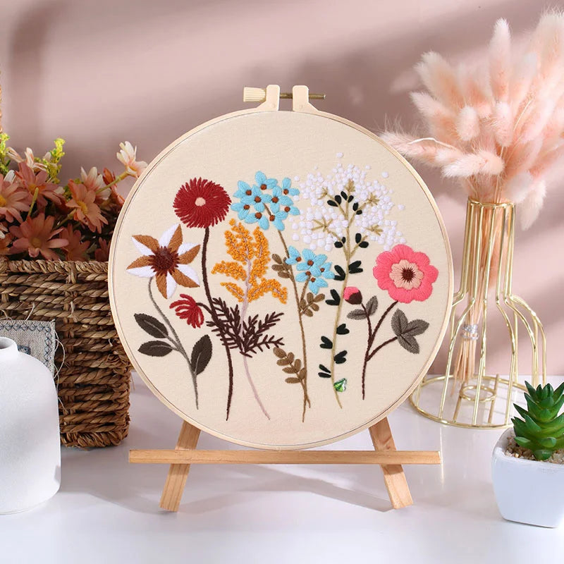 Embroidery Hoop Flowers in bloom gift Kit