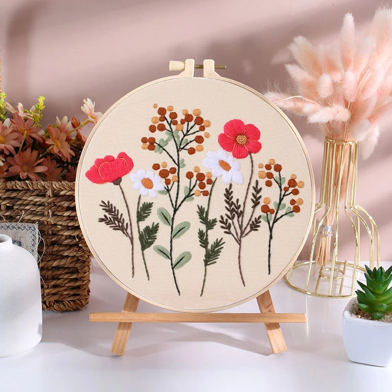 Embroidery Hoop Flowers in bloom gift Kit