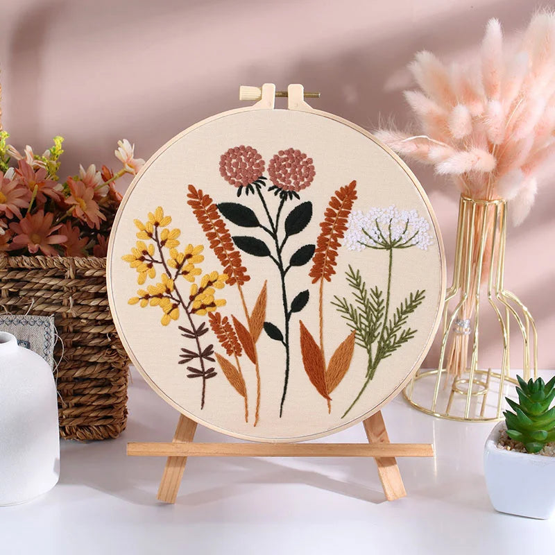 Embroidery Hoop Flowers in bloom gift Kit