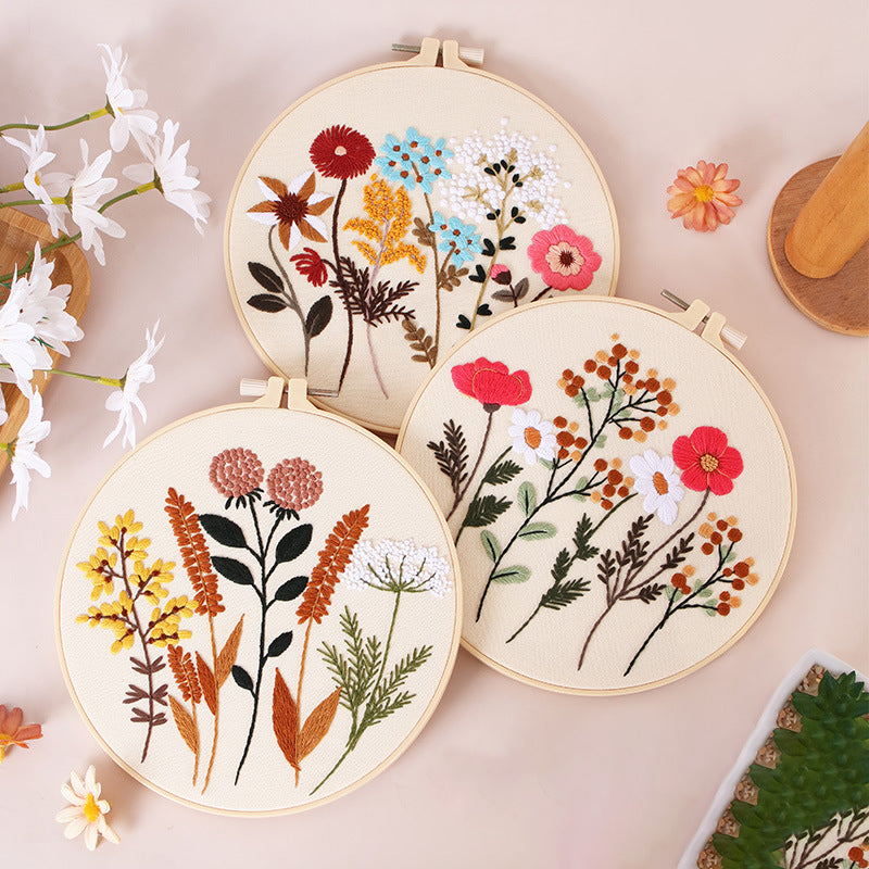 Embroidery Hoop Flowers in bloom gift Kit